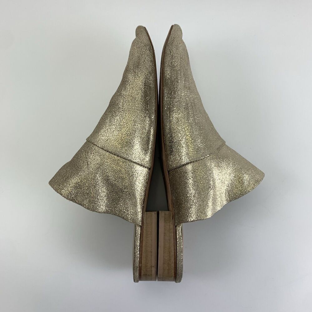 BOGO Free People Sienna SlipOn Mule Ruffle Gold Shimmer Leather Pointed 39.5 9 - Picture 8 of 12